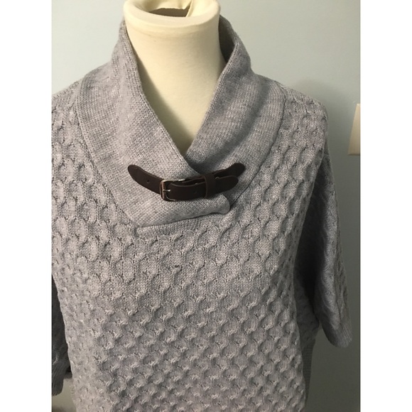 Women’s Grey Sweater Poncho - Picture 2 of 5